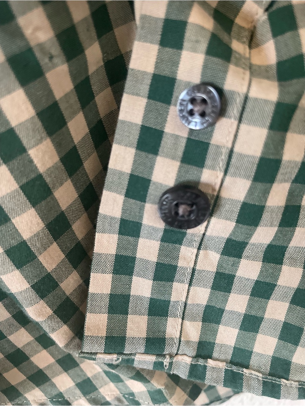 Chaps Ralph Lauren Green Gingham Button-Down Long Sleeve Shirt size Medium - Picture 9 of 11